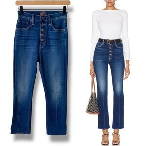 MOTHER Jeans The Pixie Rider Ankle in Taxi! Cropped High-Rise Blue Size 27